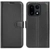 Phonesta Litchi Skin Book Wallet Klapphülle für OnePlus 15 - Schwarz 0