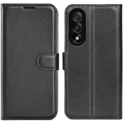 Phonesta Litchi Skin Book Wallet Klapphülle für OnePlus Nord 5 - Schwarz