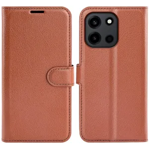 Phonesta Litchi Skin Book Wallet Klapphülle für OnePlus Nord 6 - Braun