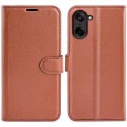 Phonesta Litchi Skin Book Wallet Klapphülle für OnePlus Nord CE5 - Braun