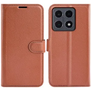 Phonesta Litchi Skin Book Wallet Klapphülle für Xiaomi 15T - Braun