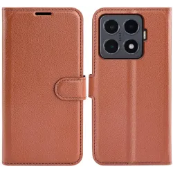 Phonesta Litchi Skin Book Wallet Klapphülle für Xiaomi 15T Pro - Braun