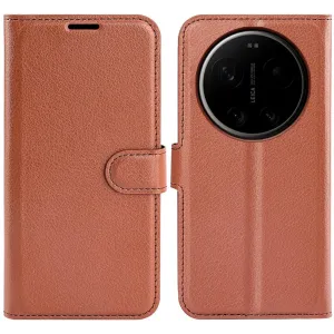 Phonesta Litchi Skin Book Wallet Klapphülle für Xiaomi 17 Ultra - Braun