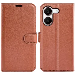 Phonesta Litchi Skin Book Wallet Klapphülle für Xiaomi Poco X8 Pro - Braun