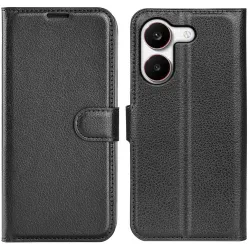 Phonesta Litchi Skin Book Wallet Klapphülle für Xiaomi Poco X8 Pro - Schwarz