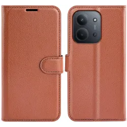 Phonesta Litchi Skin Book Wallet Klapphülle für Xiaomi Redmi 15C / Xiaomi Poco C85 - Braun