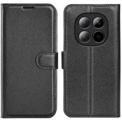 Phonesta Litchi Skin Book Wallet Klapphülle für Xiaomi Redmi Note 15 4G/5G / Xiaomi Poco M8 - Schwarz