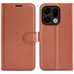 Phonesta Litchi Skin Book Wallet Klapphülle für Oppo Find X9 - Braun