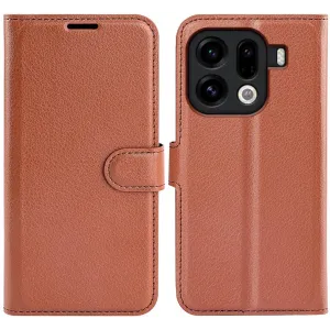 Phonesta Litchi Skin Book Wallet Klapphülle für Oppo Find X9 Pro - Braun