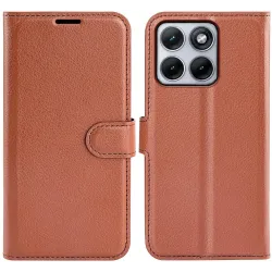 Phonesta Litchi Skin Book Wallet Klapphülle für Motorola Edge 70 Fusion - Braun