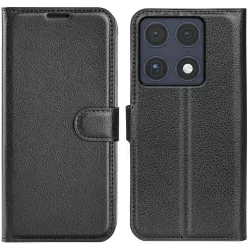 Phonesta Litchi Skin Book Wallet Klapphülle für Motorola Signature - Schwarz