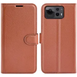 Phonesta Litchi Skin Book Wallet Klapphülle für Asus Zenfone 12 Ultra - Braun