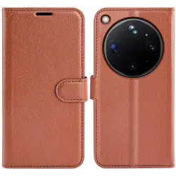 Phonesta Litchi Skin Book Wallet Klapphülle für Oppo Find X9 Ultra - Braun