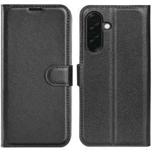 Phonesta Litchi Skin Book Wallet Klapphülle für Samsung Galaxy A37 - Schwarz