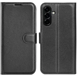 Phonesta Litchi Skin Book Wallet Klapphülle für Samsung Galaxy A57 - Schwarz