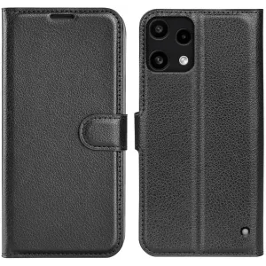 Phonesta Litchi Skin Book Wallet Klapphülle für Nothing Phone (3a) Lite - Schwarz