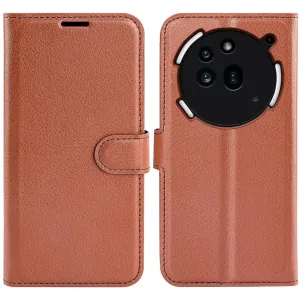 Phonesta Litchi Skin Book Wallet Klapphülle für Nothing Phone (3a) Pro - Braun