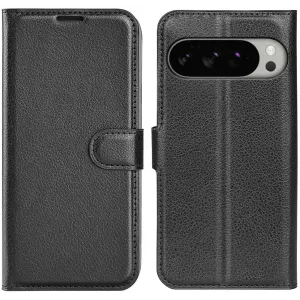 Phonesta Litchi Skin Book Wallet Klapphülle für Google Pixel 10 Pro XL - Schwarz