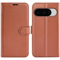 Phonesta Litchi Skin Book Wallet Klapphülle für Google Pixel 10 / 10 Pro - Braun