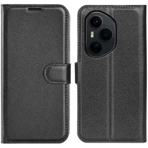 Phonesta Litchi Skin Book Wallet Klapphülle für HONOR 400 Pro - Schwarz