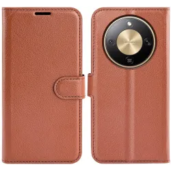 Phonesta Litchi Skin Book Wallet Klapphülle für HONOR Magic8 Lite - Braun