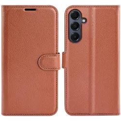 Phonesta Litchi Skin Book Wallet Klapphülle für Samsung Galaxy A17 - Braun