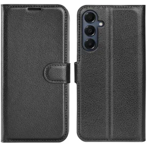 Phonesta Litchi Skin Book Wallet Klapphülle für Samsung Galaxy A17 - Schwarz