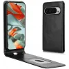 Phonesta Leder Vertical Flip Book Wallet Klapphülle für Google Pixel 9 / 9 Pro - Schwarz