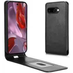 Phonesta Leder Vertical Flip Book Wallet Klapphülle für Google Pixel 9a - Schwarz