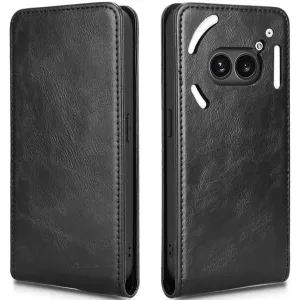 Phonesta Leder Vertical Flip Book Wallet Klapphülle für Nothing Phone (2a) / (2a) Plus - Schwarz