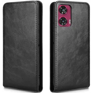 Phonesta Leder Vertical Flip Book Wallet Klapphülle für Motorola Edge 50 Fusion - Schwarz