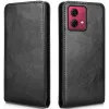 Phonesta Leder Vertical Flip Book Wallet Klapphülle für Motorola Moto G84 - Schwarz