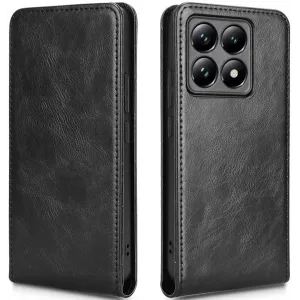 Phonesta Leder Vertical Flip Book Wallet Klapphülle für Xiaomi 14T - Schwarz