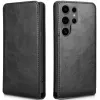 Phonesta Leder Vertical Flip Book Wallet Klapphülle für Samsung Galaxy S24 Ultra - Schwarz