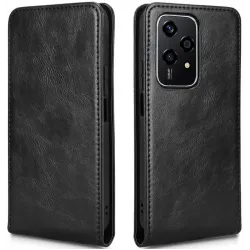 Phonesta Leder Vertical Flip Book Wallet Klapphülle für HONOR 200 Lite - Schwarz