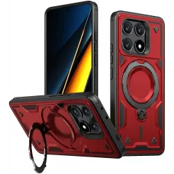 Phonesta MagLock Armor Back Cover Hülle Ring und MagSafe für Xiaomi Poco X6 Pro - Rot