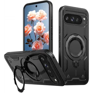 Phonesta MagLock Armor Back Cover Hülle Ring und MagSafe für Google Pixel 9 / 9 Pro - Schwarz