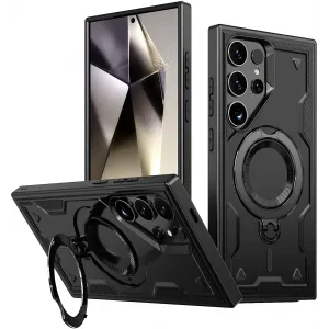 Phonesta MagLock Armor Back Cover Hülle Ring und MagSafe für Samsung Galaxy S24 Ultra - Schwarz