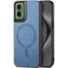 Phonesta Retro Vegan Leder MagSafe Back Cover Hülle für Motorola Moto G35 - Blau