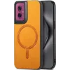 Phonesta Retro Vegan Leder MagSafe Back Cover Hülle für Motorola Moto G55 - Orange