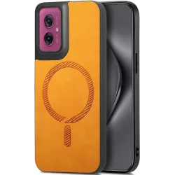 Phonesta Retro Vegan Leder MagSafe Back Cover Hülle für Motorola Moto G55 - Orange