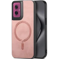 Phonesta Retro Vegan Leder MagSafe Back Cover Hülle für Motorola Moto G55 - Rosa