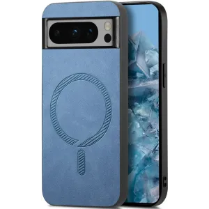 Phonesta Retro Vegan Leder MagSafe Back Cover Hülle für Google Pixel 9 Pro XL - Blau