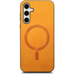 Phonesta Retro Vegan Leder MagSafe Back Cover Hülle für Samsung Galaxy S25/S24 - Orange