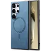 Phonesta Retro Vegan Leder MagSafe Back Cover Hülle für Samsung Galaxy S25 Ultra - Blau