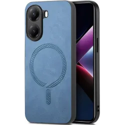 Phonesta Retro Vegan Leder MagSafe Back Cover Hülle für Xiaomi Poco X7 Pro - Blau