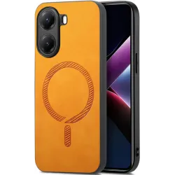 Phonesta Retro Vegan Leder MagSafe Back Cover Hülle für Xiaomi Poco X7 Pro - Orange