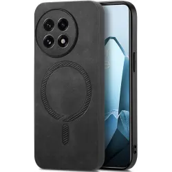 Phonesta Retro Vegan Leder MagSafe Back Cover Hülle für OnePlus 13 - Schwarz