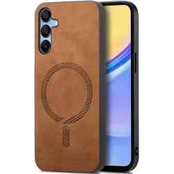 Phonesta Retro Vegan Leder MagSafe Back Cover Hülle für Samsung Galaxy A16 - Braun