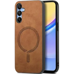 Phonesta Retro Vegan Leder MagSafe Back Cover Hülle für Samsung Galaxy A16 - Braun